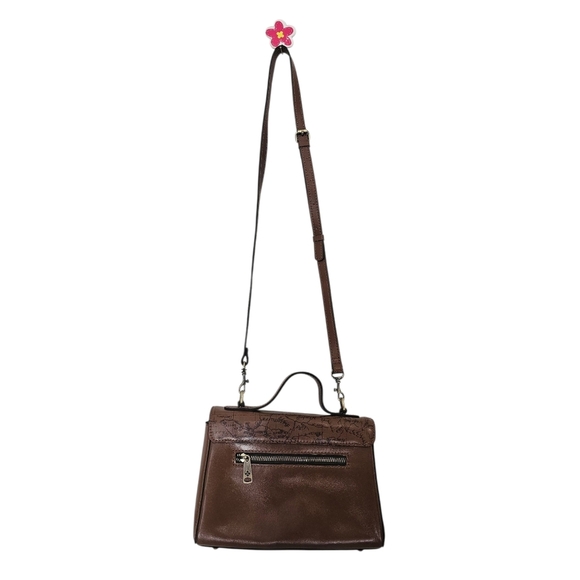 Patricia Nash Map Print Brown Leather Top Handle Crossbody Bag - Picture 8 of 10